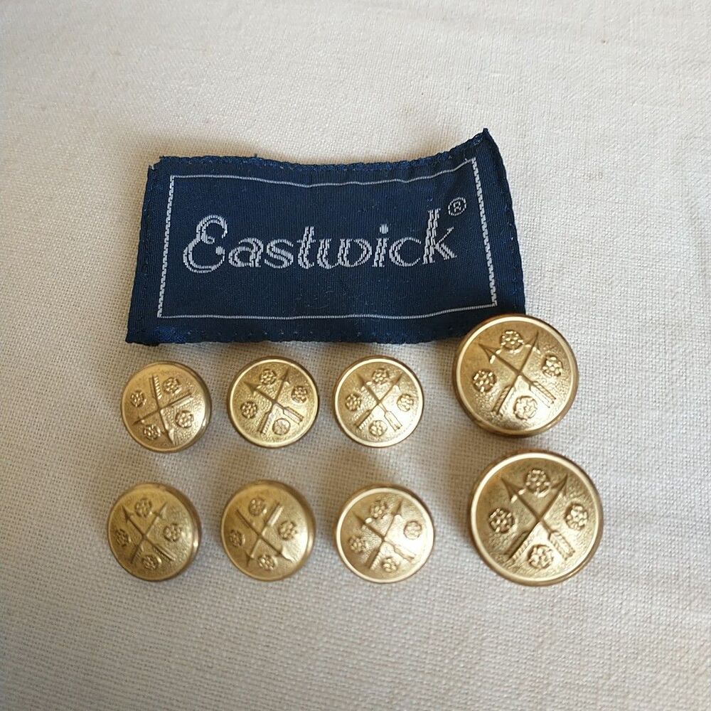 Eastwick Gold Tone Buttons Shank Metal For Blazer Coat Lot of 8 15/20 mm